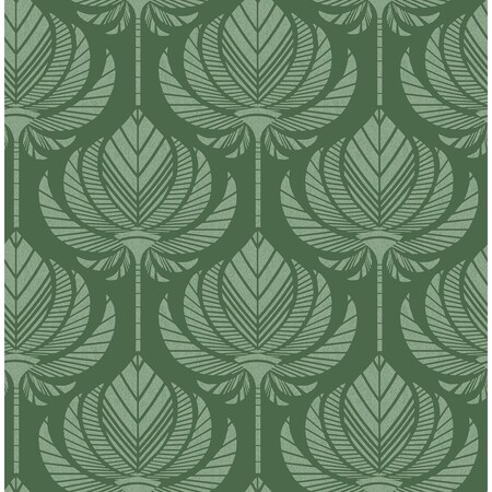Manhattan Comfort Midland Palmier Green Lotus Fan 33 ft L X 205 in W Wallpaper BR4014-26426